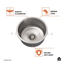 Cuba Gourmet para Cozinha Redonda Aço Inox 201 40cm Tamoios Prata