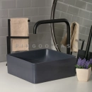 Cuba de Apoio Slim Quadrada para Banheiro Louça Cerâmica 31,5x31cm Crisoprásio Cinza Fosco