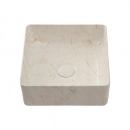 Cuba de Apoio Slim Quadrada para Banheiro Louça Cerâmica 31,5x31cm Crisoprásio Marmorizado Gold