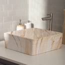 Cuba de Apoio Slim Quadrada para Banheiro Louça Cerâmica 38x37,5cm Larimar Marmorizado Rose