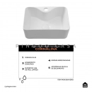 Cuba de Apoio Slim Retangular para Banheiro Louça Cerâmica 40x30cm Cornalina Branco