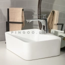 Cuba de Apoio para Banheiro Retangular Slim Louça Cerâmica 40 cm Cornalina Branco