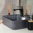 Cuba de Apoio Slim Retangular para Banheiro Louça Cerâmica 40x30cm Cornalina Cinza Fosco