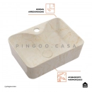 Cuba de Apoio Slim Retangular para Banheiro Louça Cerâmica 40x30cm Cornalina Marmorizado Gold