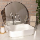 Cuba de Apoio Slim Retangular para Banheiro Louça Cerâmica 50,5x39,5cm Fluorita Branco