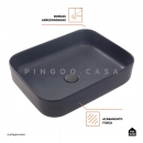 Cuba de Apoio Slim Retangular para Banheiro Louça Cerâmica 50,5x39,5cm Fluorita Cinza Fosco