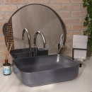 Cuba de Apoio Slim Retangular para Banheiro Louça Cerâmica 50,5x39,5cm Fluorita Cinza Fosco