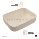 Cuba de Apoio Slim Retangular para Banheiro Louça Cerâmica 50,5x39,5cm Fluorita Marmorizado Gold
