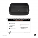 Cuba de Apoio Slim Retangular para Banheiro Louça Cerâmica 50,5x39,5cm Fluorita Preto Fosco