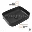 Cuba de Apoio Slim Retangular para Banheiro Louça Cerâmica 50,5x39,5cm Fluorita Preto Fosco
