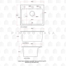 Cuba Gourmet para Cozinha com Acessórios Quartzo 50x43cm Guató Cinza