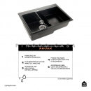 Cuba Gourmet para Cozinha com Escorredor Quartzo 68x46cm Aruak Preto