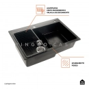 Cuba Gourmet para Cozinha com Escorredor Quartzo 68x46cm Aruak Preto