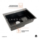 Cuba Gourmet para Cozinha com Escorredor Quartzo 68x46cm Aruak Preto