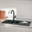 Cuba para Cozinha Gourmet Dupla de Quartzo Com Escorredor Mukurin Preto