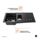 Cuba para Cozinha Gourmet Dupla de Quartzo Com Escorredor Mukurin Preto