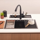 Cuba Gourmet para Cozinha com Acessórios Aço Inox 304 76x45cm Workstation Jarauara Preto