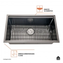 Cuba Gourmet para Cozinha com Acessórios Aço Inox 304 76x45cm Workstation Jarauara Preto