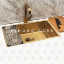 Cuba Gourmet para Cozinha Aço Inox 304 74x44cm Terena Dourado