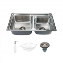 Cuba Dupla Gourmet para Cozinha Aço Inox 201 78x43cm Potiguara Prata