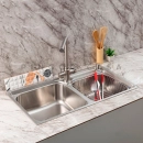Cuba Dupla Gourmet para Cozinha Aço Inox 201 78x43cm Potiguara Prata