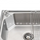 Kit Cuba Gourmet para Cozinha com Acessórios e Lixeira Aço Inox 201 57x43cm Guarani e Torneira Misturador Monocomando Munim Prata