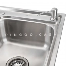 Cuba para Cozinha Pia Dupla Inox com Acessórios e Lixeira Potiguara e Torneira para Cozinha Misturador Monocomando Gourmet Munim Prata