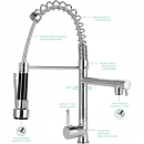 Kit Cuba Dupla Gourmet para Cozinha com Acessórios e Lixeira Aço Inox 201 78x43cm Potiguara e Torneira Misturador Monocomando Munim Prata