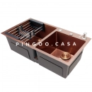 Cuba para Cozinha Gourmet Pia Dupla Aço Inox 304 Awá 78x43 cm Dourado Rose