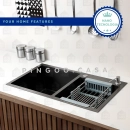 Cuba Dupla Gourmet para Cozinha Aço Inox 304 78x43cm Awá Preto