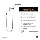 Desviador Para Chuveiro Mundaú Pingoo.Casa - Prata Cromado