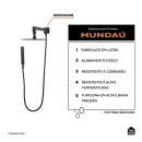 Desviador Para Chuveiro Mundaú Pingoo.Casa - Preto Fosco