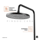 Ducha Chuveiro Modular Piano Redondo Preto Fosco