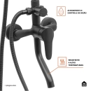 Ducha Chuveiro Modular de Parede Redondo Iaco Pingoo.casa - Preto