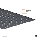 Ducha Chuveiro Quadrado de Teto 40cm com Braço de 25cm Mundaú Preto