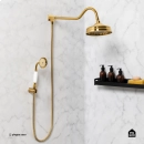 Ducha Chuveiro Redondo de Parede com desviador Trombetas Dourado