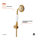 Ducha Chuveiro Redondo de Parede com desviador Trombetas Dourado