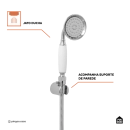 Ducha Chuveiro Redondo de Parede com desviador Trombetas Prata