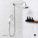 Ducha Chuveiro Redondo de Parede com desviador Trombetas Prata