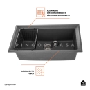 Cuba Para Cozinha Gourmet De Quartzo Com Acessórios Zoró Pingoo.casa - Cinza