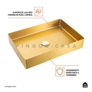 Cuba De Apoio Para Banheiro Slim Retangular Aço Inox 304 Makuna 55x38 cm Pingoo.casa - Dourado