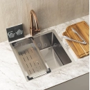 Cuba para Cozinha Terena 44 cm e Torneira Misturador Monocomando Saída para Filtro Carandaí - Prata