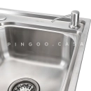 Kit Cuba Gourmet para Cozinha com Acessórios Aço Inox 201 42x60cm Carajás e Torneira de Parede Munim Pingoo.casa - Prata