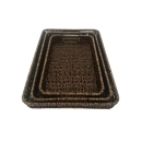 Jogo de 3 Cestos Retangular Rattan Rustic - Mimo Style