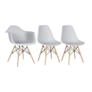 Kit 1 cadeiras Charles Eames DAW com braços + 2 cadeiras Eiffel DSW - Cinza Claro