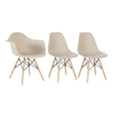 Kit 1 cadeiras Charles Eames DAW com braços + 2 cadeiras Eiffel DSW - Nude