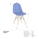 Kit 10 Cadeiras de jantar Charles Eames Eiffel Botonê Estofada - Azul
