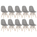 Kit 10 Cadeiras de jantar Charles Eames Eiffel Botonê Estofada - Cinza