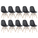 Kit 10 Cadeiras de jantar Charles Eames Eiffel Botonê Estofada - Preto