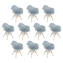 Kit 10 Cadeiras de jantar Charles Eames  Eiffel DAW em Polipropileno - Cinza claro